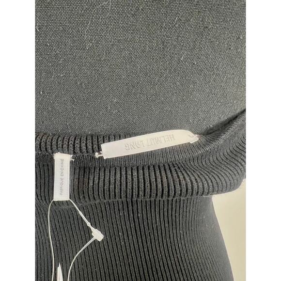 Helmut Lang Contour Rib-Knit Midi Dress in Black Medium Off Shoulder Pullover - Picture 4 of 5